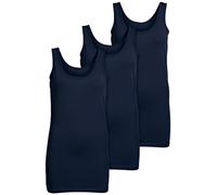 ONLY, Confezione da 3 canottiere da donna, in bianco, nero, grigio, blu e panna, maglietta lunga estiva, 15201465, Blu (Night Ske), XS