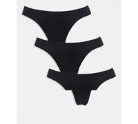 ONLY - Confezione da 3 paia di slip brasiliana neri con dettaglio in pizzo-Nero 36