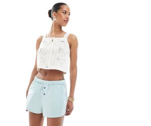 ONLY - Crop top all'uncinetto color crema-Bianco 42