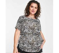 Only Curve - Blusa a maniche corte animalier-Multicolore 42