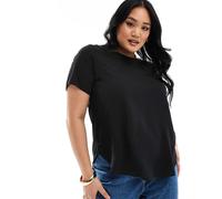 Only Curve - Blusa a maniche corte nera-Nero 42