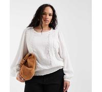 ONLY Curve - Blusa bianca con volant-Bianco 48