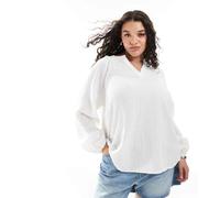 ONLY Curve - Blusa bianca in mussola con scollo a V-Bianco 44