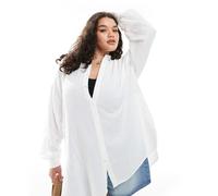 ONLY Curve - Camicia a maniche lunghe bianca in mussola-Bianco 44