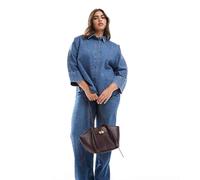 ONLY Curve - Camicia in denim blu medio con maniche a 3/4 46