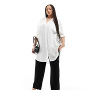 Only Curve - Camicia oversize bianca con scollo a V-Bianco 48