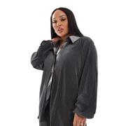 ONLY Curve - Camicia plissé a maniche lunghe ampia color grigio in coordinato S