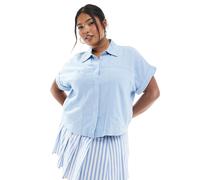 ONLY Curve - Camicia squadrata azzurra a maniche corte-Blu 48