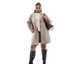 ONLY Curve - Cappotto beige taglio lungo-Neutro L
