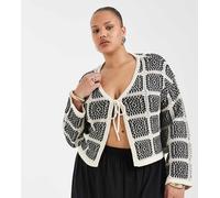 ONLY Curve - Cardigan all'uncinetto allacciato sul davanti nero 42-44