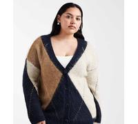 ONLY Curve - Cardigan oversize soffice color blu navy a rombi M
