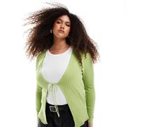 ONLY Curve - Cardigan verde a coste allacciato sul davanti M