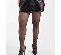 ONLY Curve - Collant neri a rete con strass-Nero One Size