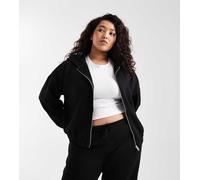 ONLY Curve - Felpa con cappuccio e zip nera in coordinato-Nero L