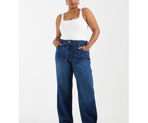 ONLY Curve Gianna jeans dritti con vita annodata blu scuro 50