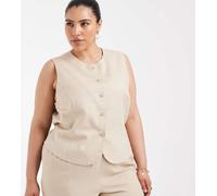ONLY Curve - Gilet in misto lino color pietra in coordinato-Neutro S