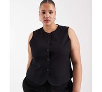 ONLY Curve - Gilet in misto lino nero in coordinato XL