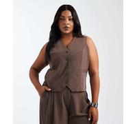 Only Curve - Gilet sartoriale marrone cioccolato in coordinato 52
