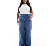 ONLY Curve - Jeans a vita alta con fondo ampio blu medio 44 L30
