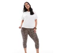ONLY Curve - Leggings corti con stampa animalier-Marrone XL