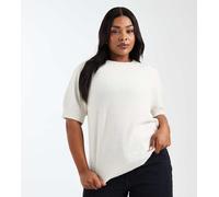 ONLY Curve - Maglione a maniche corte color crema-Bianco XL