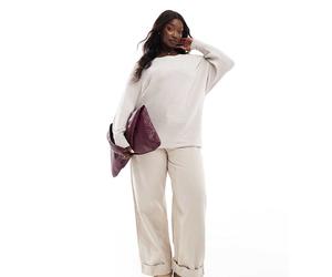 ONLY Curve - Maglione beige con polsini elasticizzati-Nero L