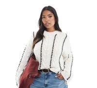 ONLY Curve - Maglione bianco con cuciture a contrasto-Nero L