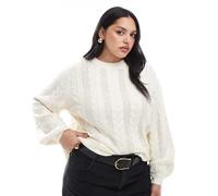 ONLY Curve - Maglione bianco lavorato a trecce M