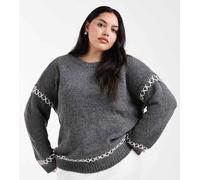 ONLY Curve - Maglione color grigio scuro con cuciture a contrasto S