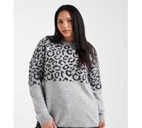 ONLY Curve - Maglione grigio con stampa animalier XL