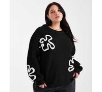 ONLY Curve - Maglione nero con dettagli floreali cuciti L