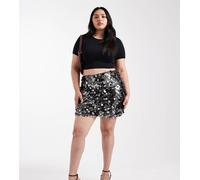 ONLY Curve - Minigonna color canna di fucile con paillettes a disco-Grigio 46