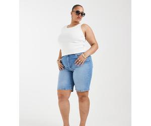 ONLY Curve - Pantaloncini bermuda a vita alta azzurri-Blu 54