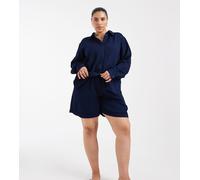 ONLY Curve - Pantaloncini in seersucker blu scuro in coordinato 50