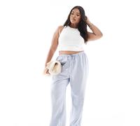 ONLY Curve - Pantaloni a fondo ampio a righe azzurre con laccetti laterali-Blu 52