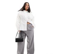 ONLY Curve - Pantaloni a fondo ampio allacciati in vita color grigio chiaro 48 L32