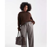 ONLY Curve - Pantaloni a fondo ampio grigi gessati-Grigio 44