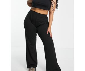 ONLY Curve - Pantaloni a zampa a vita alta neri-Nero M