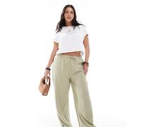 ONLY Curve - Pantaloni allacciati in vita verde chiaro L