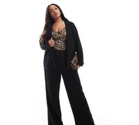 Only Curve - Pantaloni ampi neri con due bottoni in coordinato-Nero M