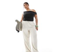 Only Curve - Pantaloni beige in misto lino-Neutro 44 L32