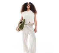 Only Curve - Pantaloni beige in misto lino-Neutro 46