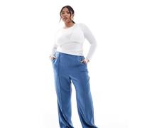 ONLY Curve - Pantaloni con fondo ampio blu con cuciture 46