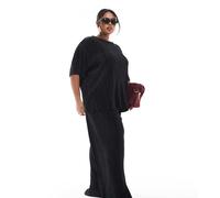 ONLY Curve - Pantaloni plissé a fondo ampio neri in coordinato-Nero L