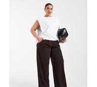 Only Curve - Pantaloni sartoriali a fondo ampio marrone scuro 50