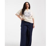 ONLY Curve - Pantaloni sartoriali a vita alta blu navy 44