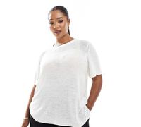 ONLY Curve - Top a maniche corte in maglia color crema-Bianco S