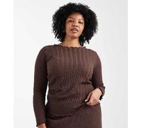 ONLY Curve - Top a maniche lunghe testurizzato marrone cioccolato in coordinato 42-44