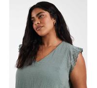 ONLY Curve - Top verde chiaro testurizzato con scollo a V 44