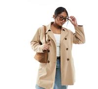 ONLY Curve - Trench taglio corto beige con cintura-Neutro M